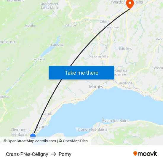 Crans-Près-Céligny to Pomy map