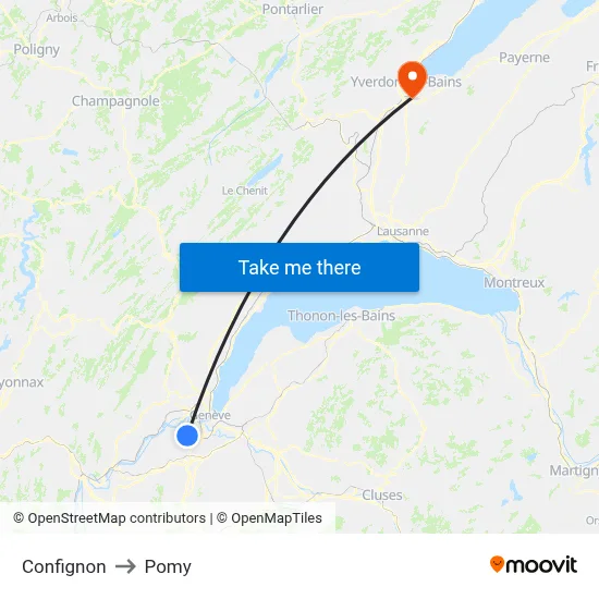 Confignon to Pomy map