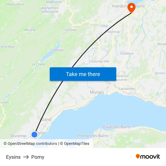 Eysins to Pomy map