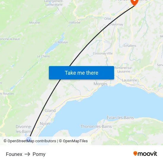 Founex to Pomy map