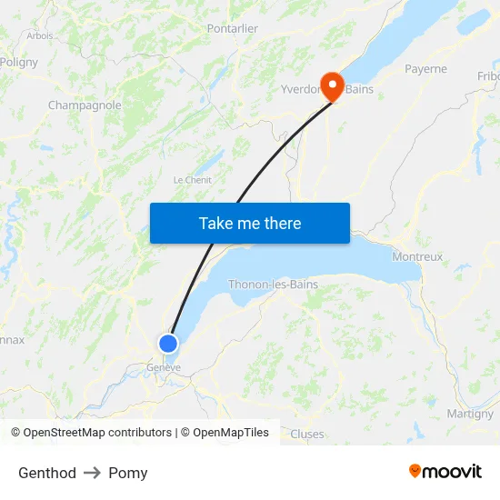 Genthod to Pomy map