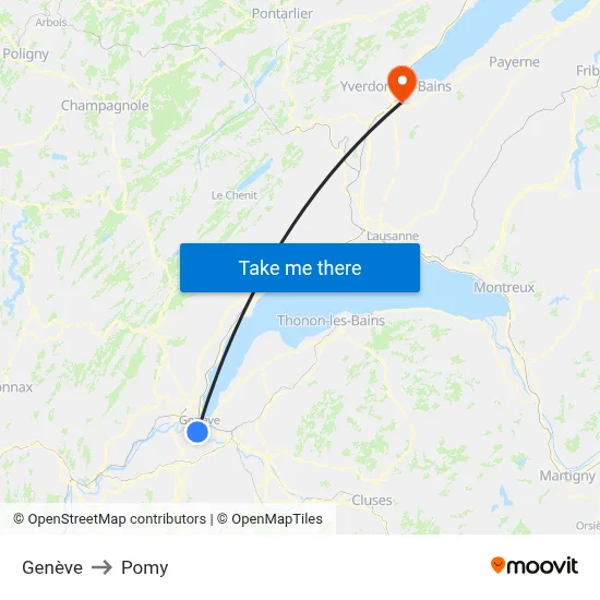 Genève to Pomy map