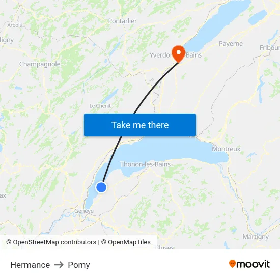Hermance to Pomy map