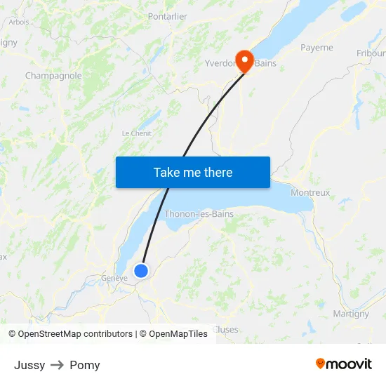 Jussy to Pomy map