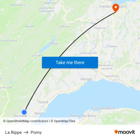 La Rippe to Pomy map