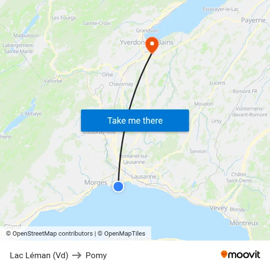 Lac Léman (Vd) to Pomy map