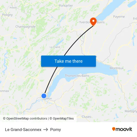 Le Grand-Saconnex to Pomy map