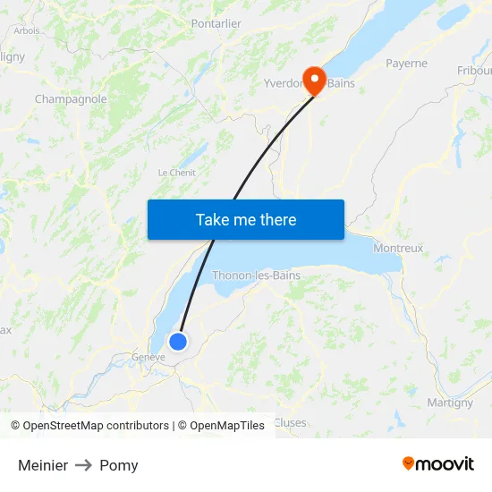 Meinier to Pomy map