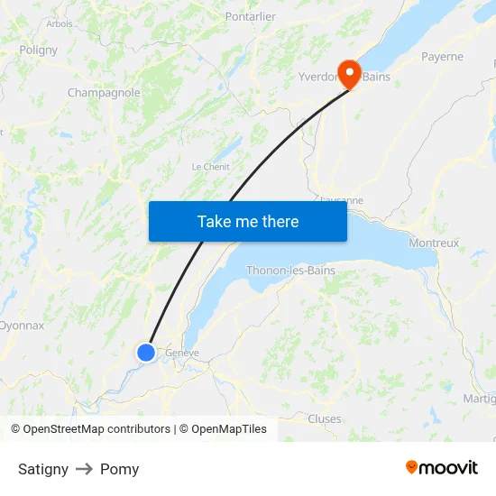 Satigny to Pomy map