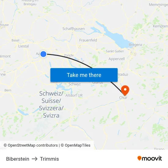 Biberstein to Trimmis map