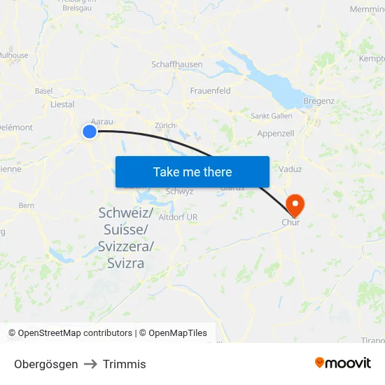 Obergösgen to Trimmis map