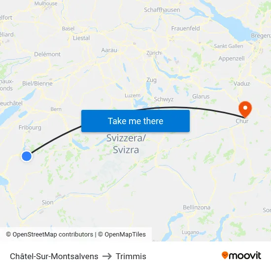 Châtel-Sur-Montsalvens to Trimmis map