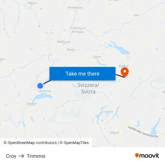 Croy to Trimmis map