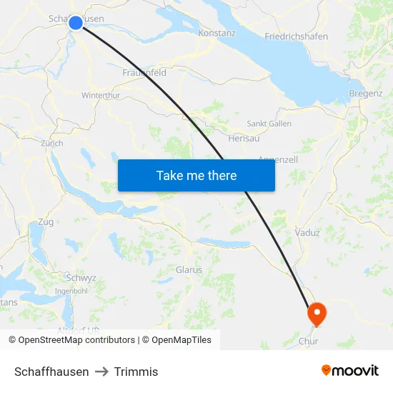Schaffhausen to Trimmis map