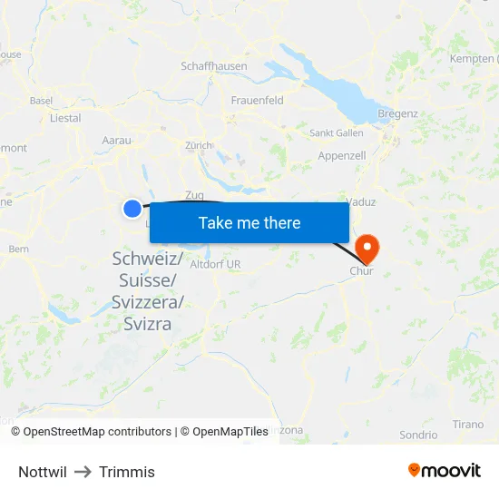 Nottwil to Trimmis map
