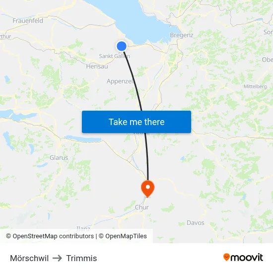 Mörschwil to Trimmis map