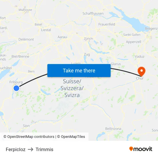 Ferpicloz to Trimmis map
