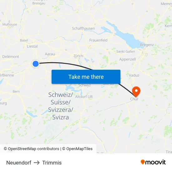 Neuendorf to Trimmis map