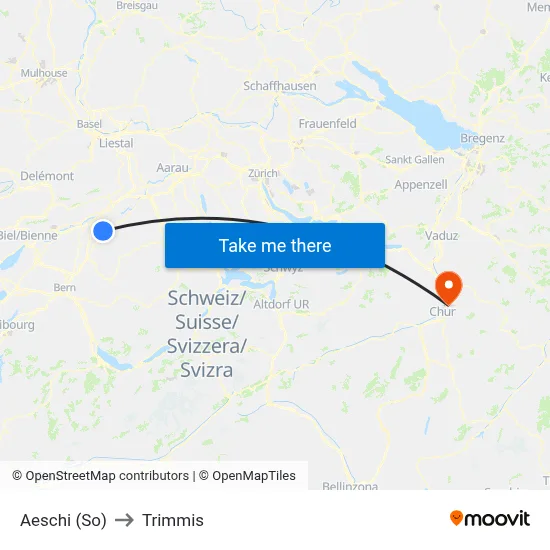 Aeschi (So) to Trimmis map