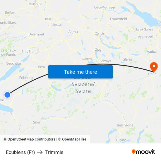 Ecublens (Fr) to Trimmis map