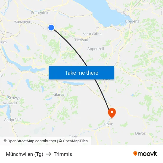Münchwilen (Tg) to Trimmis map
