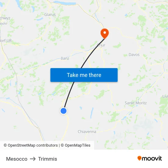 Mesocco to Trimmis map