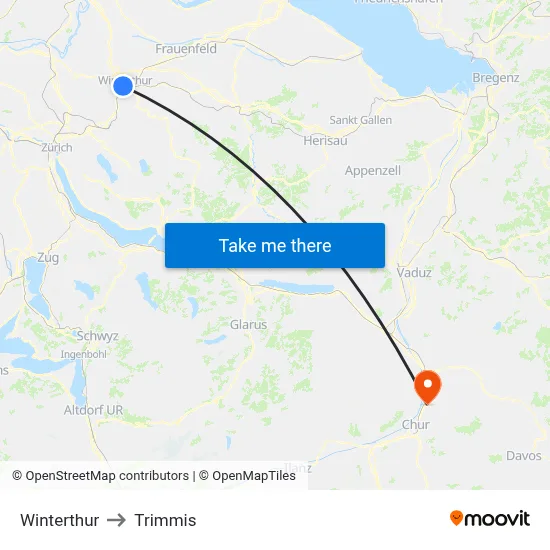 Winterthur to Trimmis map