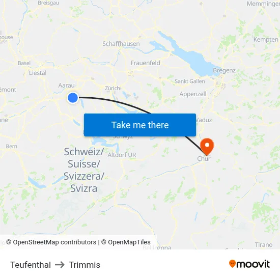 Teufenthal to Trimmis map