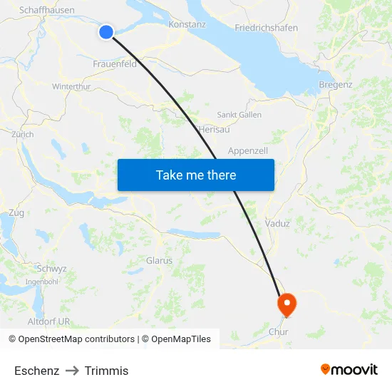 Eschenz to Trimmis map