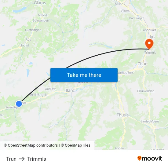 Trun to Trimmis map