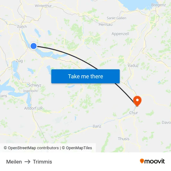 Meilen to Trimmis map