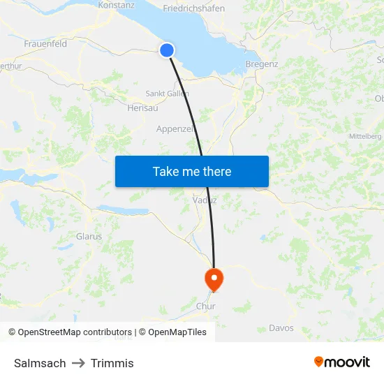Salmsach to Trimmis map