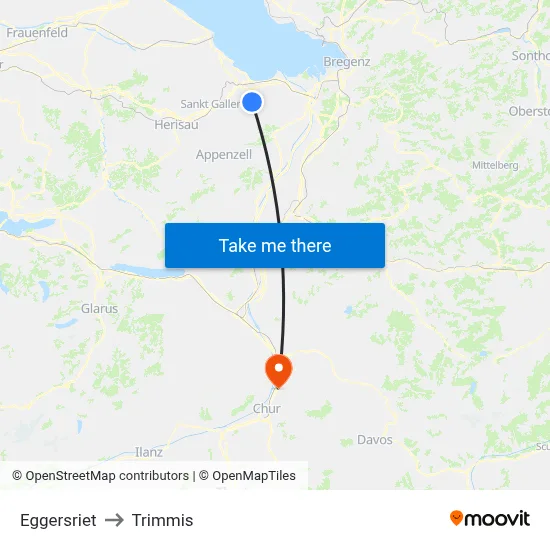 Eggersriet to Trimmis map