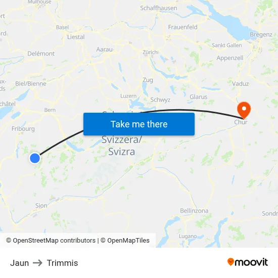 Jaun to Trimmis map