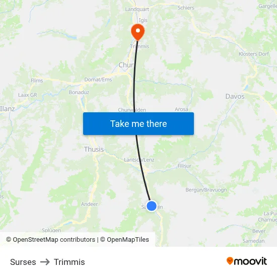 Surses to Trimmis map