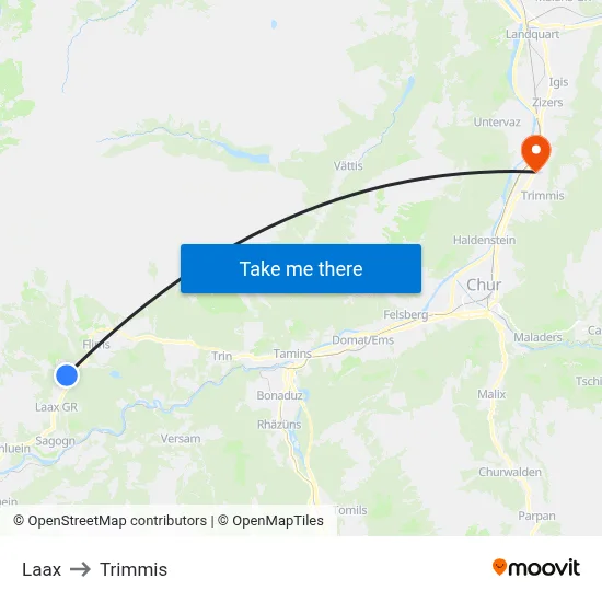 Laax to Trimmis map