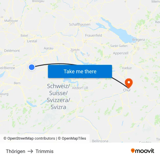 Thörigen to Trimmis map