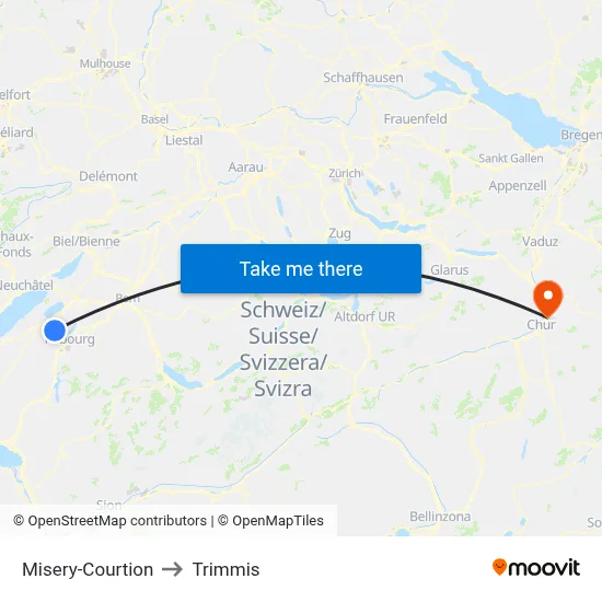 Misery-Courtion to Trimmis map