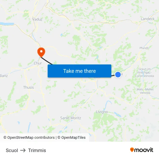 Scuol to Trimmis map