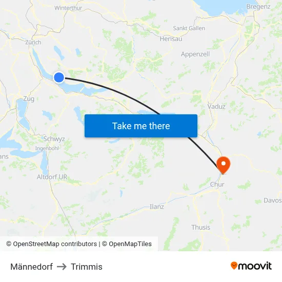 Männedorf to Trimmis map