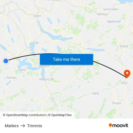 Malters to Trimmis map
