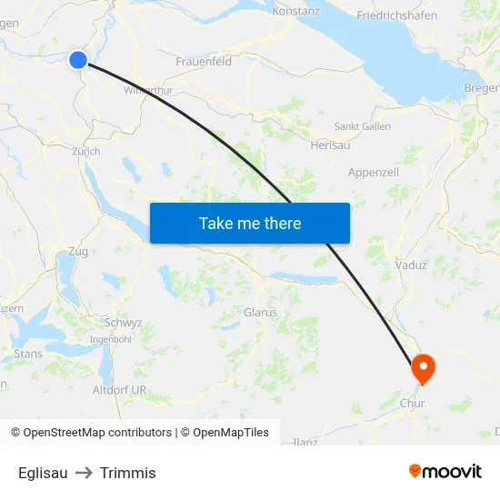 Eglisau to Trimmis map