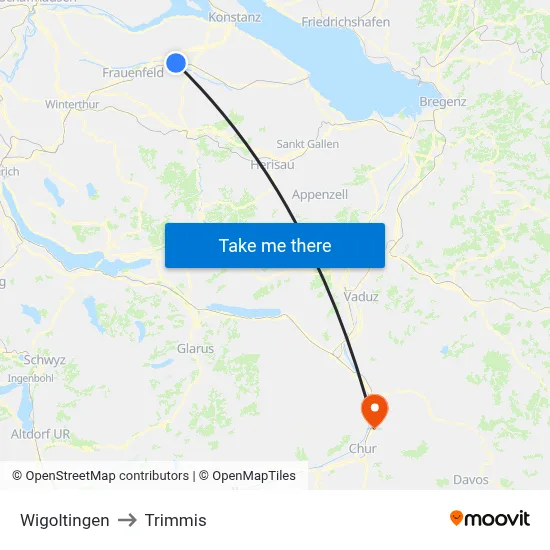 Wigoltingen to Trimmis map