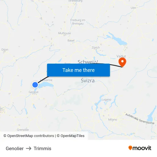 Genolier to Trimmis map