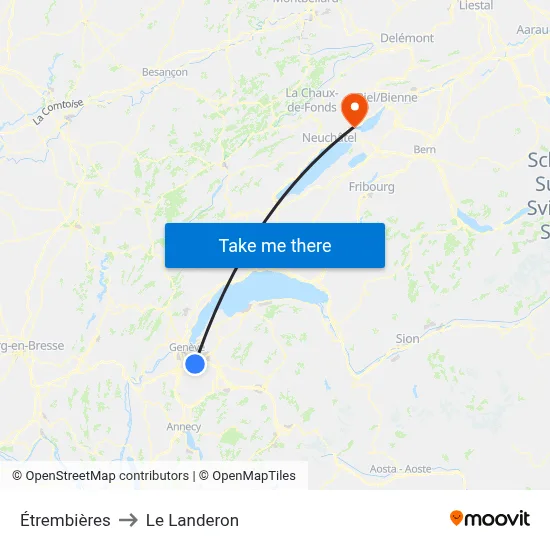Étrembières to Le Landeron map
