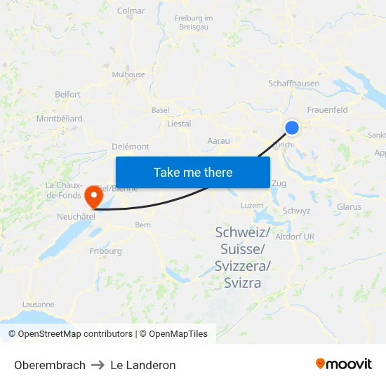 Oberembrach to Le Landeron map