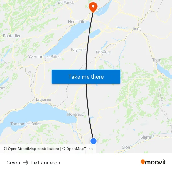Gryon to Le Landeron map