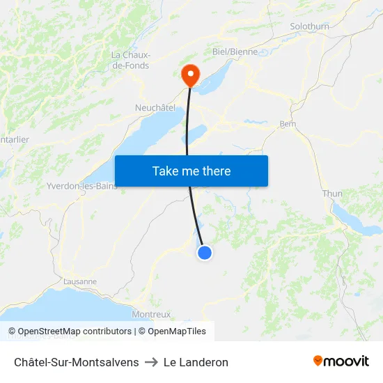 Châtel-Sur-Montsalvens to Le Landeron map