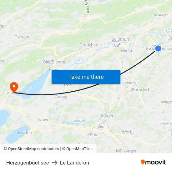 Herzogenbuchsee to Le Landeron map