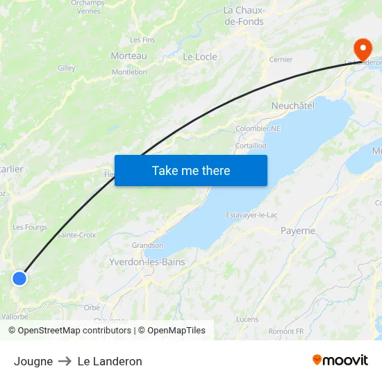 Jougne to Le Landeron map